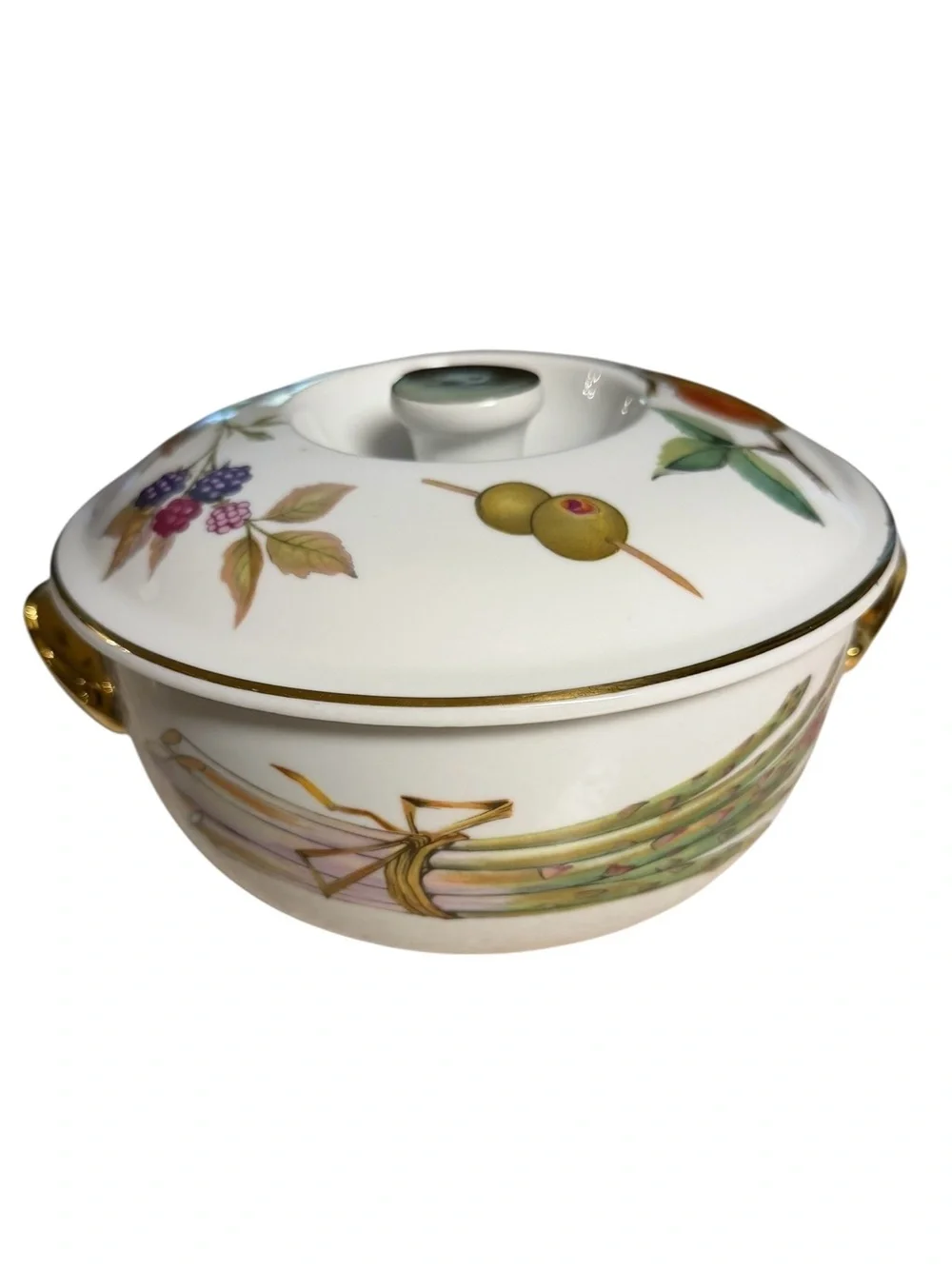 Royal Worcester Evesham Oven to Table Ware Covered Dish Casserole Gold Handles